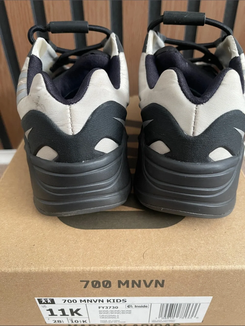 adidas 700 MNVN Kids Cream and Black Sneakers - Size 11K Analog Bone Yeezy